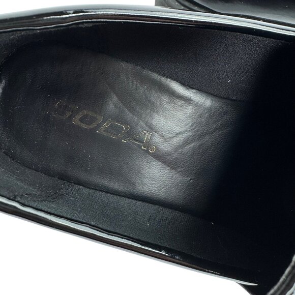 Vintage SODA Black Patent Leather Chunky Y2K Loafer Gold Chain Accent 7.5M Goth - Picture 4 of 10